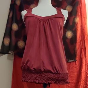 My Michelle sz L ruby red crochet 💯 synthetic top